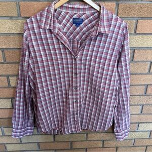 Pendleton Red Flannel Plaid Button Down Cotton Shirt Women’s Size XL